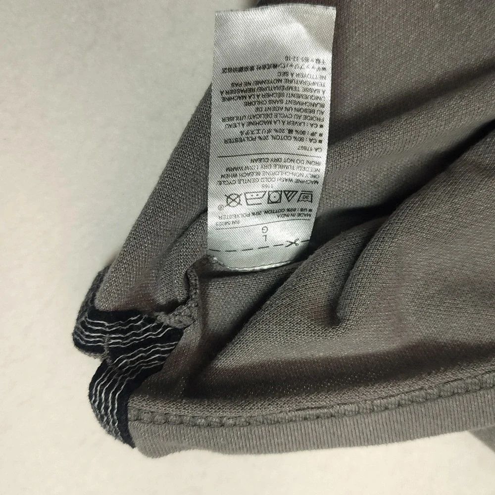 Banana Republic Polo Shirt Mens Large Gray Short Sleeve Striped‎ Cotton Collared